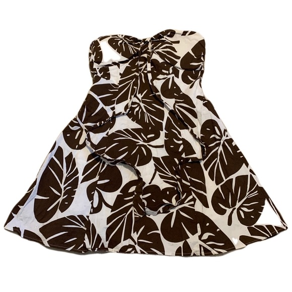 Daniel Laurent Strapless Tropical Leaf Mini Dress - L - Picture 1 of 6